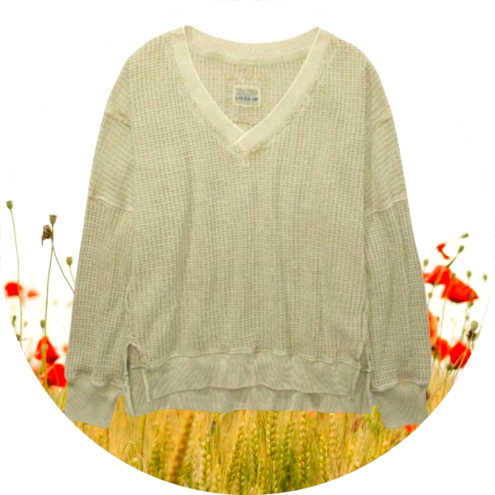 Restocked 🔥 NWT AE Sage Green Big Hug Reverse Waffle Sweatshirt Sz Large - Picture 5 of 5